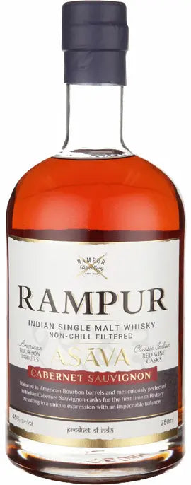 Rampur Asava Indian Single Malt Whiskey Cabernet Sauvignon Barrel